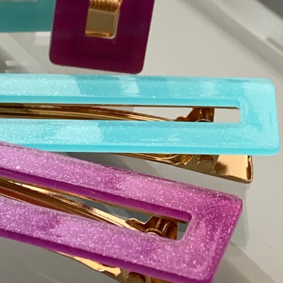 Jewel Tone Architectural Large Hair Clips 4pcs - Picture 4 of 5